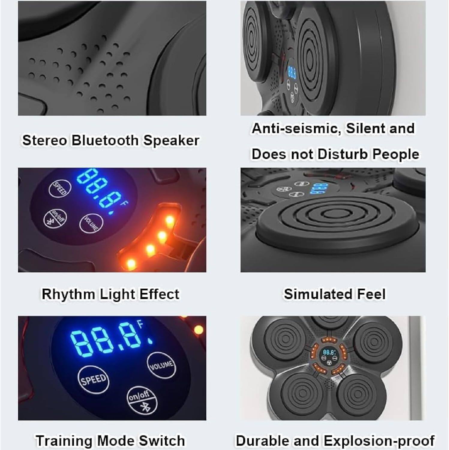 Electronic Music Boxing Machine, Wall Mounted Smart Boxing Game with Gloves, Can Connect to Bluetooth, LED Lighting Target for Adults Children Exercise/Boxing Training
