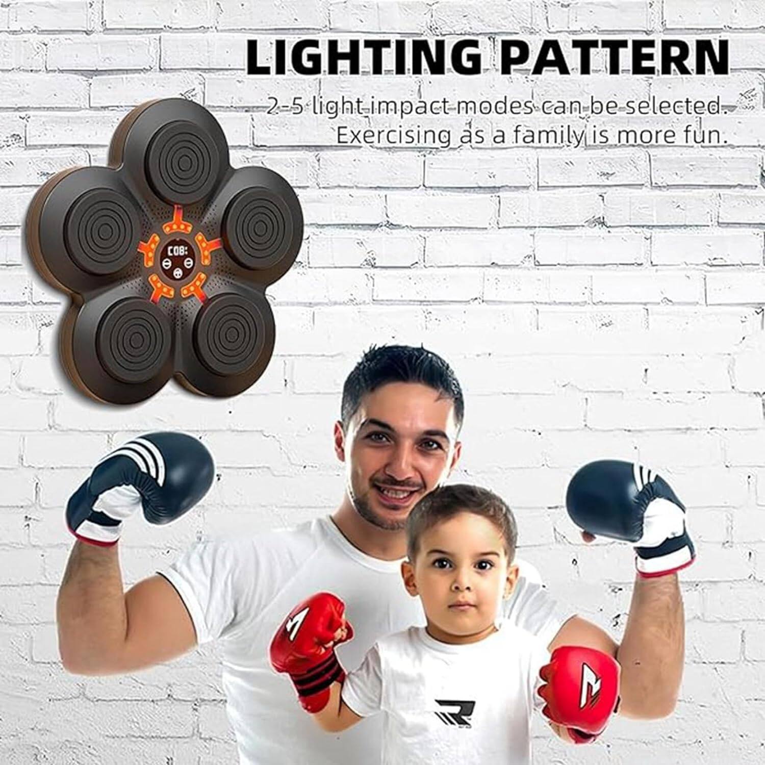 Electronic Music Boxing Machine, Wall Mounted Smart Boxing Game with Gloves, Can Connect to Bluetooth, LED Lighting Target for Adults Children Exercise/Boxing Training
